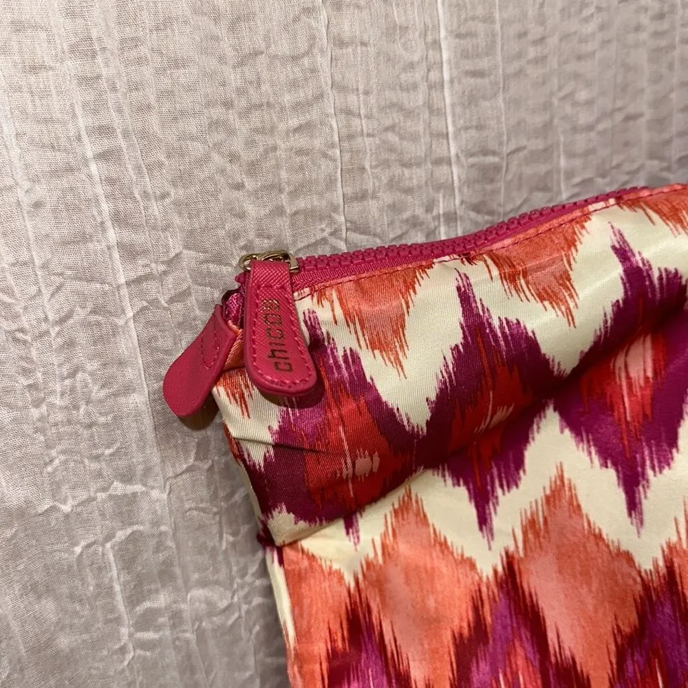 CHICO’S Ivory Coral Pink Green Purple Packable Large Weekender Polyester Bag